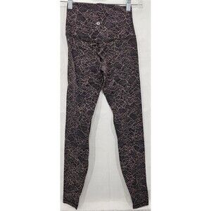 Lululemon Womens Align Leggings Full Length Pocket Lacescape Black Yoga Size 2